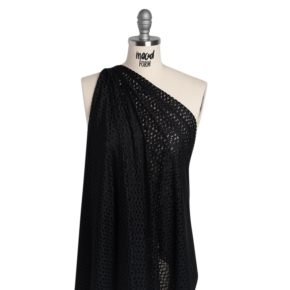 Nylon Raschel Mesh Lace - Black Dotted Stripes - Joann Fabrics