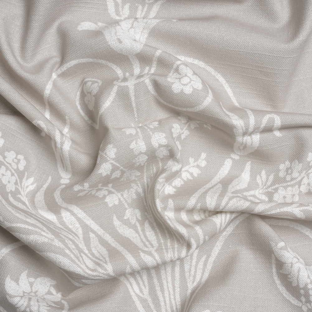 Cotton Canvas Print - Dove Grey Scrolls and Leaves - British Imported - Joann Fabrics