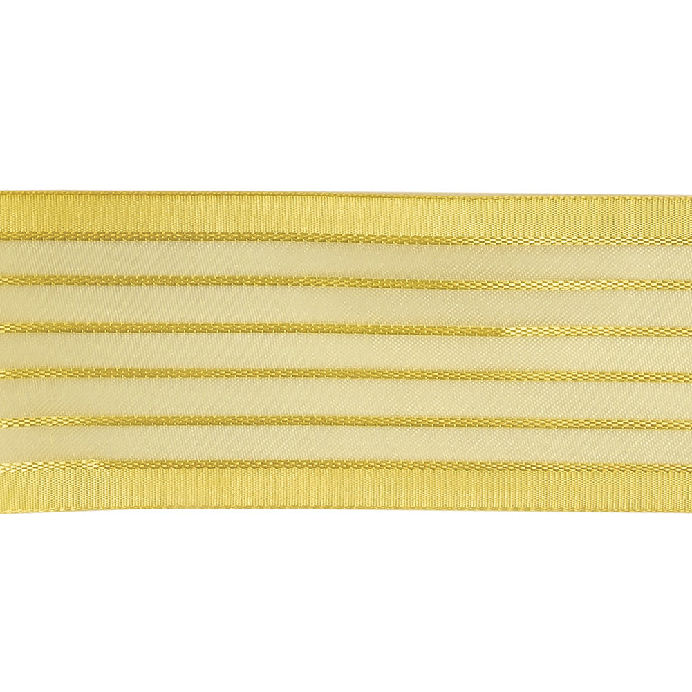Yellow Striped Sheer Ribbon with Opaque Borders - 1.5