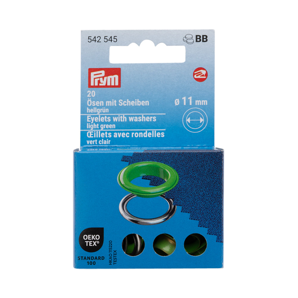 Prym Eyelets with Washers - Light Green 11mm - 20pc - Joann Fabrics
