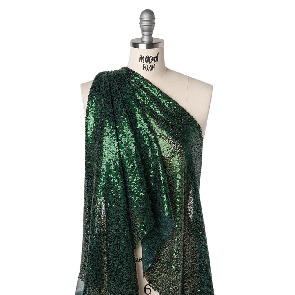 Sequined Polyester Tulle - Emerald Green Abstract Squiggles - Designer Deadstock - Joann Fabrics