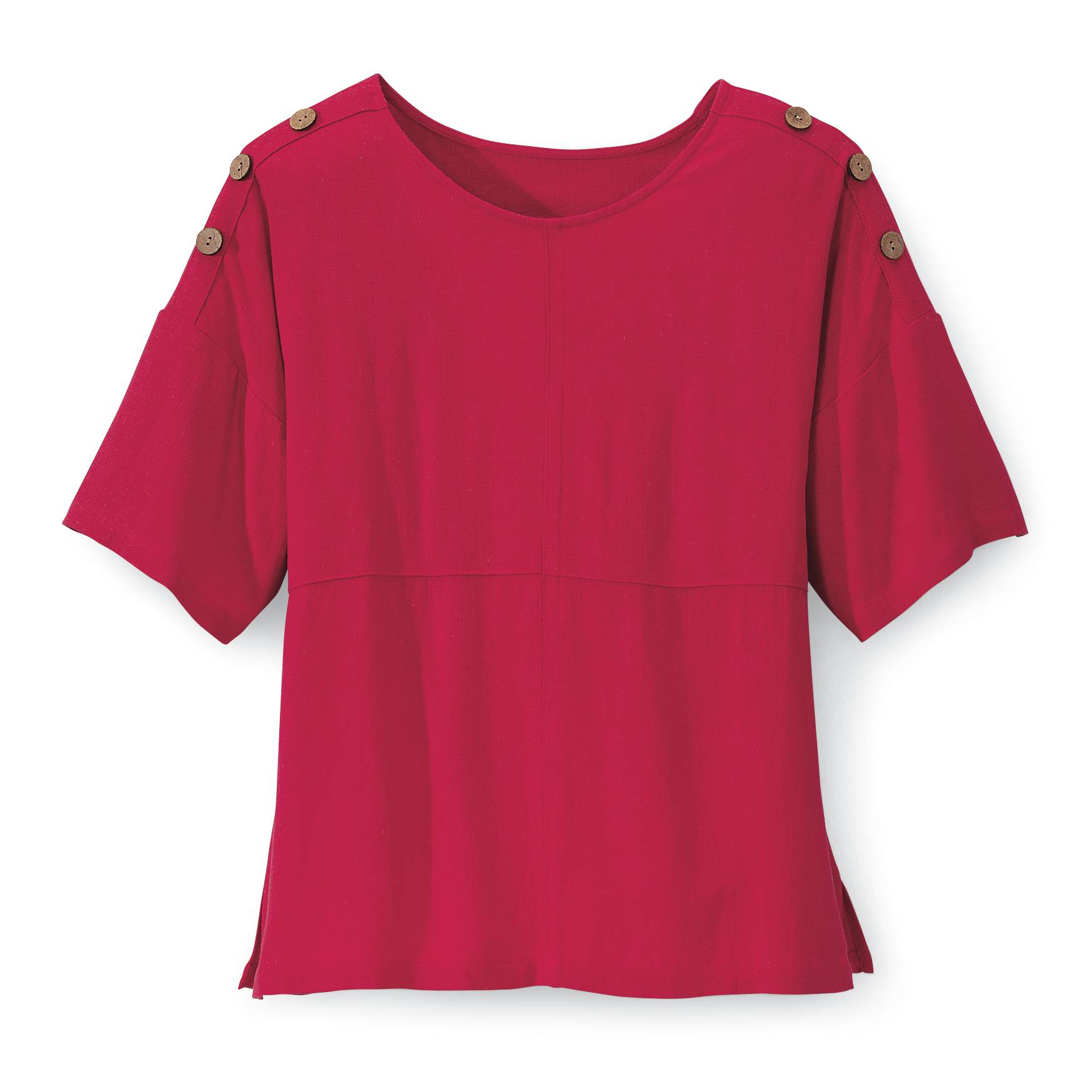 Button-Accent Linen Blend Top - Northstyle Catalog