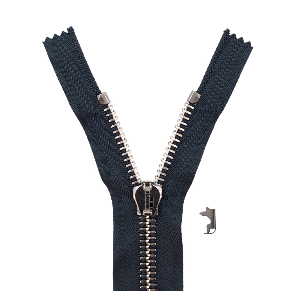 Mood Exclusive Italian Navy and Gunmetal T8 Closed End Metal Zipper - 9