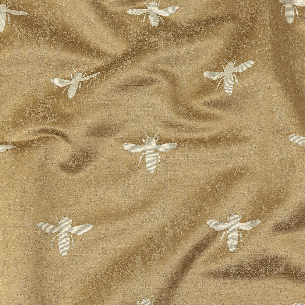 Slubbed Drapery Jacquard - Gold Buzzing Bees - British Imported - Joann Fabrics