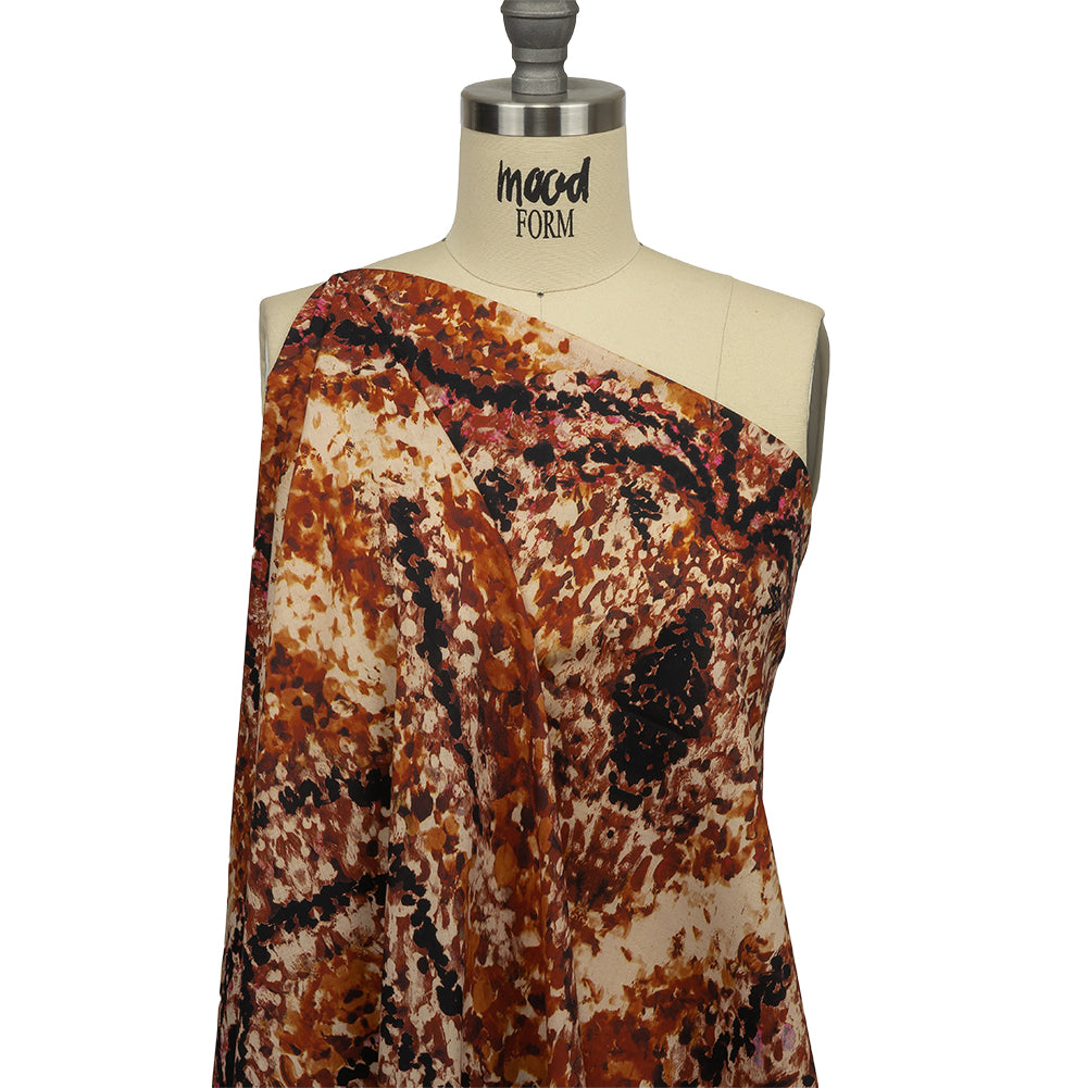 Cotton Voile - Beige and Orange Abstract - Summit Sketches Print - Mood Exclusive Rockland Collection - Joann Fabrics