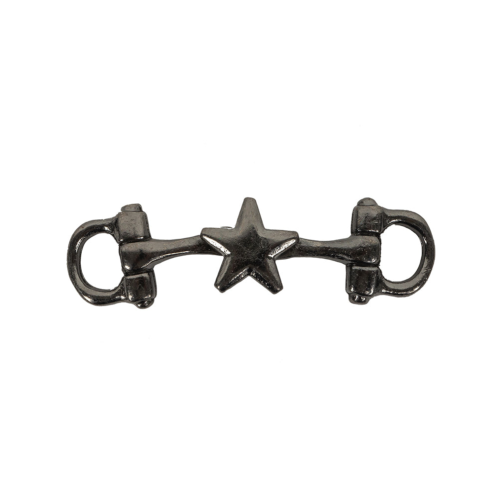 Gunmetal Star Decorative Strap Connector - 1.875