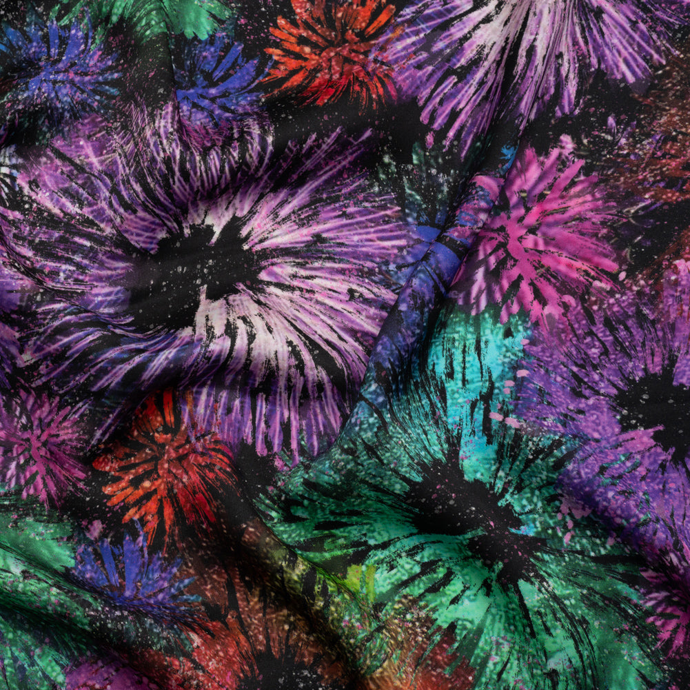 Sustainable and Recycled Viscose Satin Print - Rainbow Abstracted Floral - Mood Exclusive Bursting Gardens - Joann Fabrics