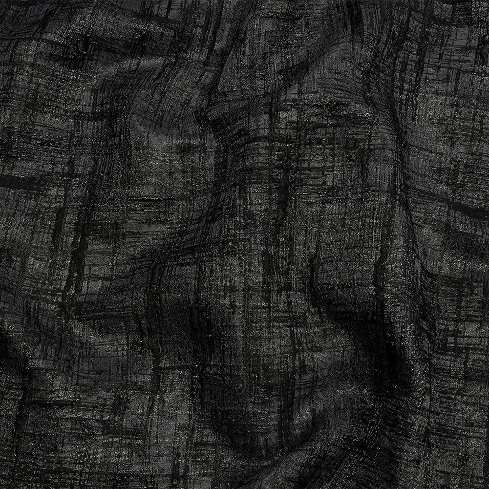 Metallic Black and Charcoal Crosshatching Luxury Brocade - Joann Fabrics