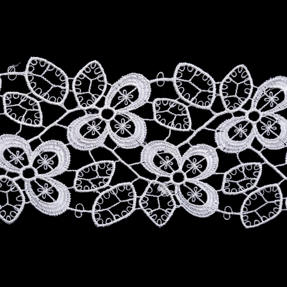 Fancy White Floral Venise Lace Trim - 2.5