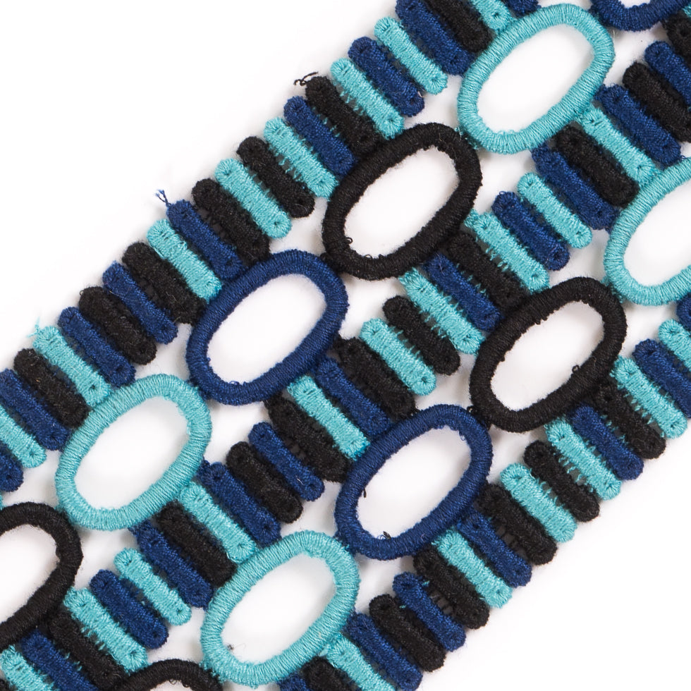 Black and Blue Venise Lace Trimming - 2.75
