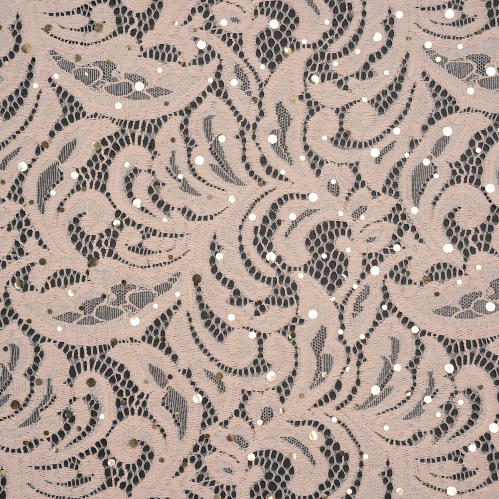 Stretch Raschel Lace with Metallic Spots - Blush and Gold Fancy Leaves and Flowers - Joann Fabrics