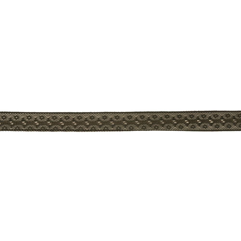 Dark Olive Scallops and Circles Lace Trim - 0.75