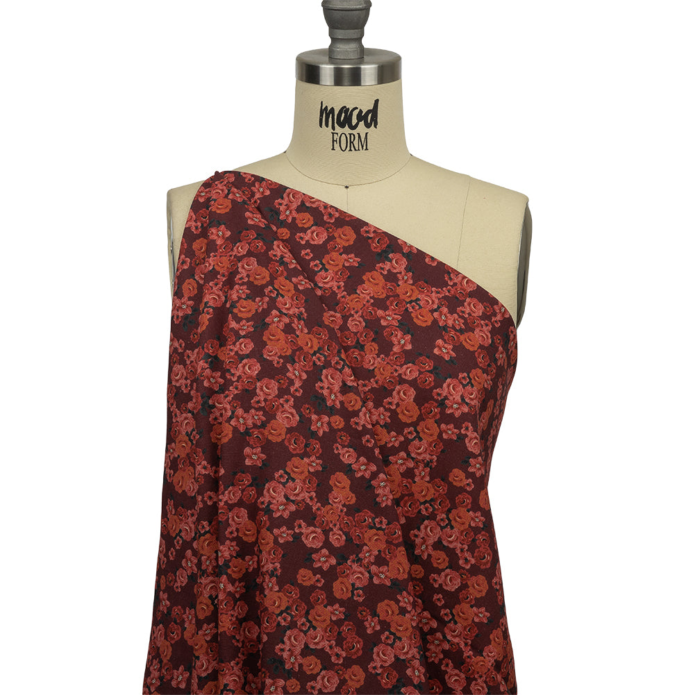 Linen and Rayon Woven - Red Floral - Rose Garden Romance Print - Mood Exclusive Rockland Collection - Joann Fabrics