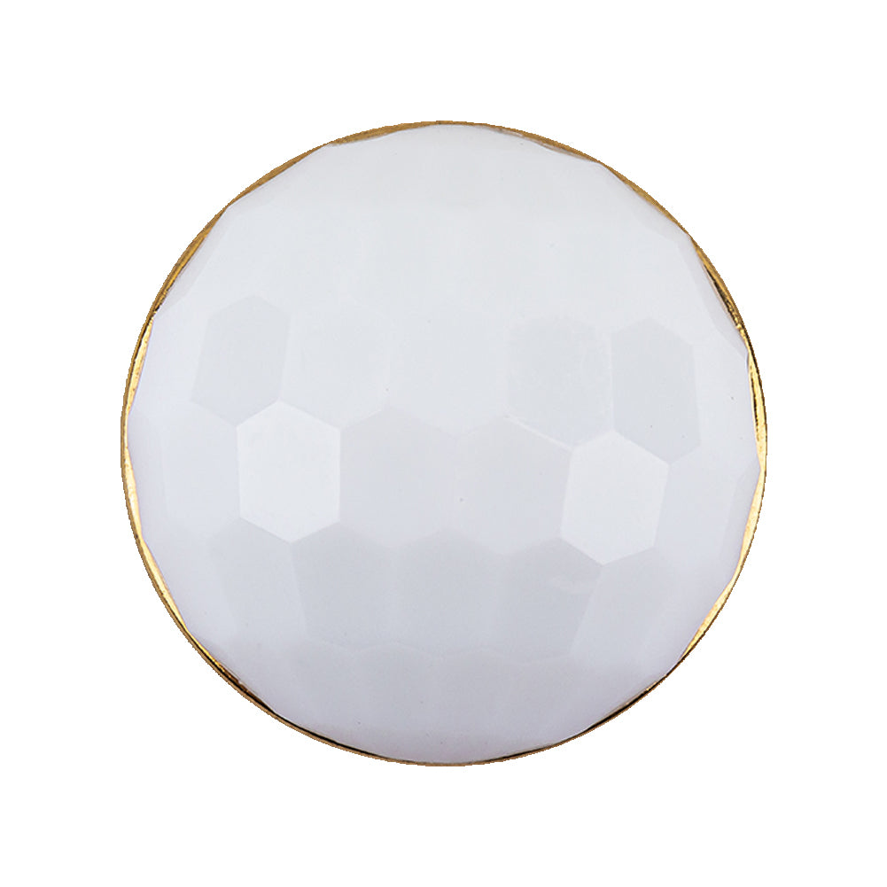 Italian White and Gold Geometric Faceted Dome Shaped Shank Back Button - 44L/28mm - Joann Fabrics