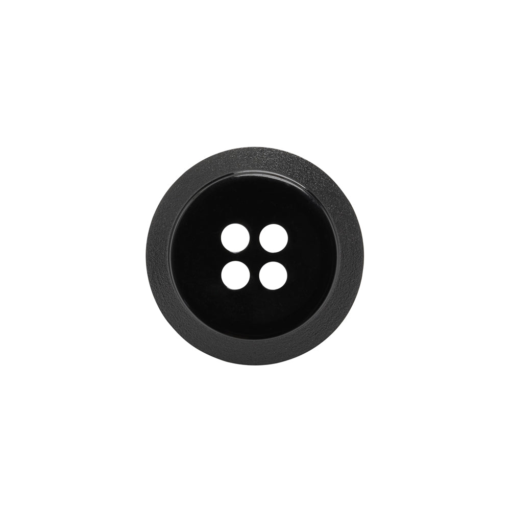 Plastic 4-Hole Button - Black Dish Shaped Matte Rim - 28L/18mm - Joann Fabrics