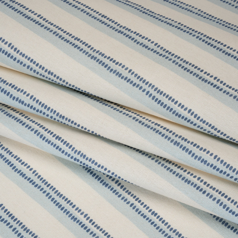 Cotton and Linen Canvas Print - Indigo Stripes and Dots - British Imported - Joann Fabrics