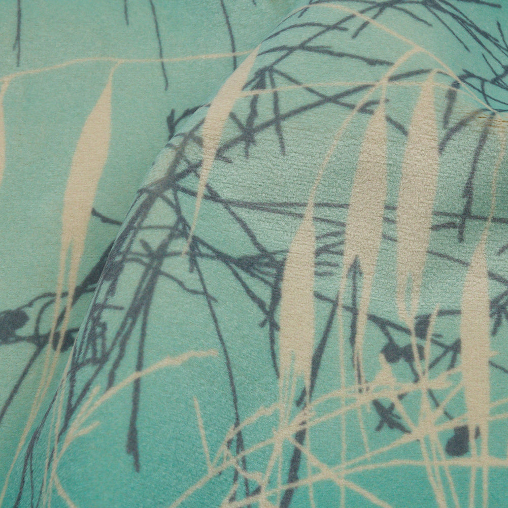 Printed Polyester Velvet - Verdigris Meadow Grass Ombre - British Imported - Joann Fabrics