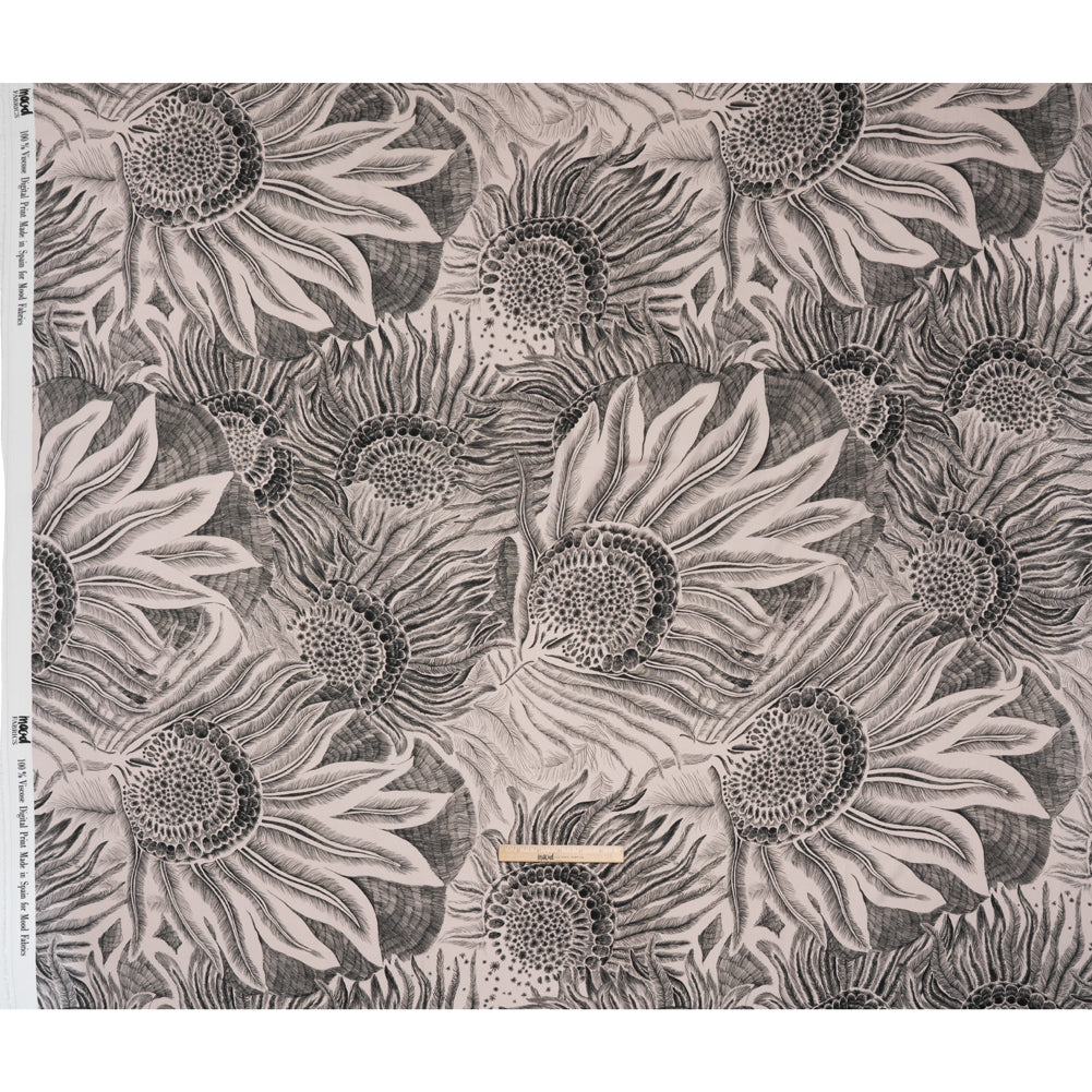 Rayon Challis - Black and White Sunflowers - Mood Exclusive Floral Hideaways Print - Joann Fabrics