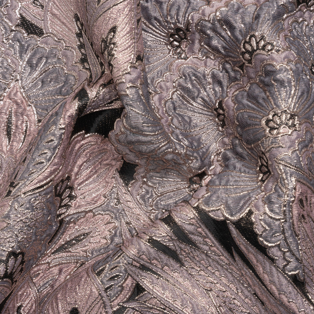Metallic Pink, Gray and Black Gleaming Garden Luxury Brocade - Joann Fabrics