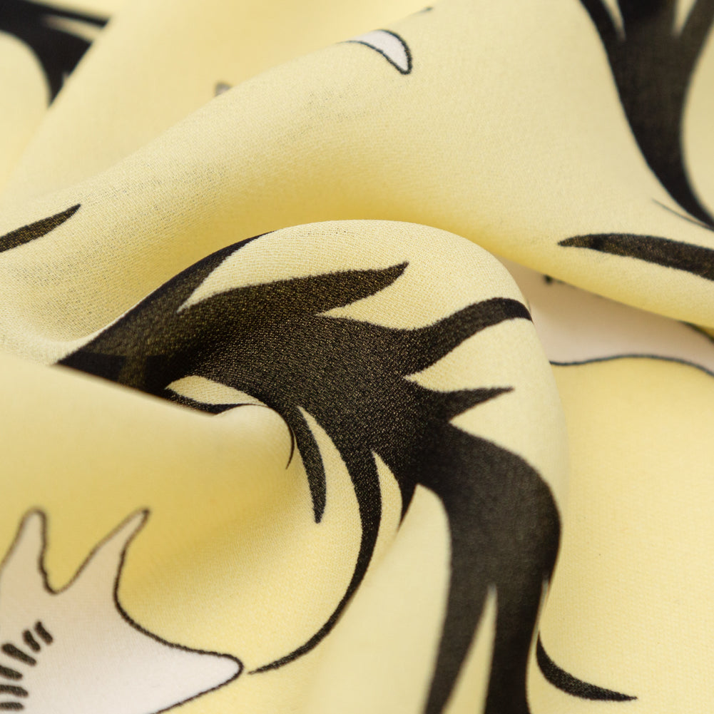Milly Italian Creme Brulee, Lima Bean and Black Printed Silk Chiffon - Joann Fabrics