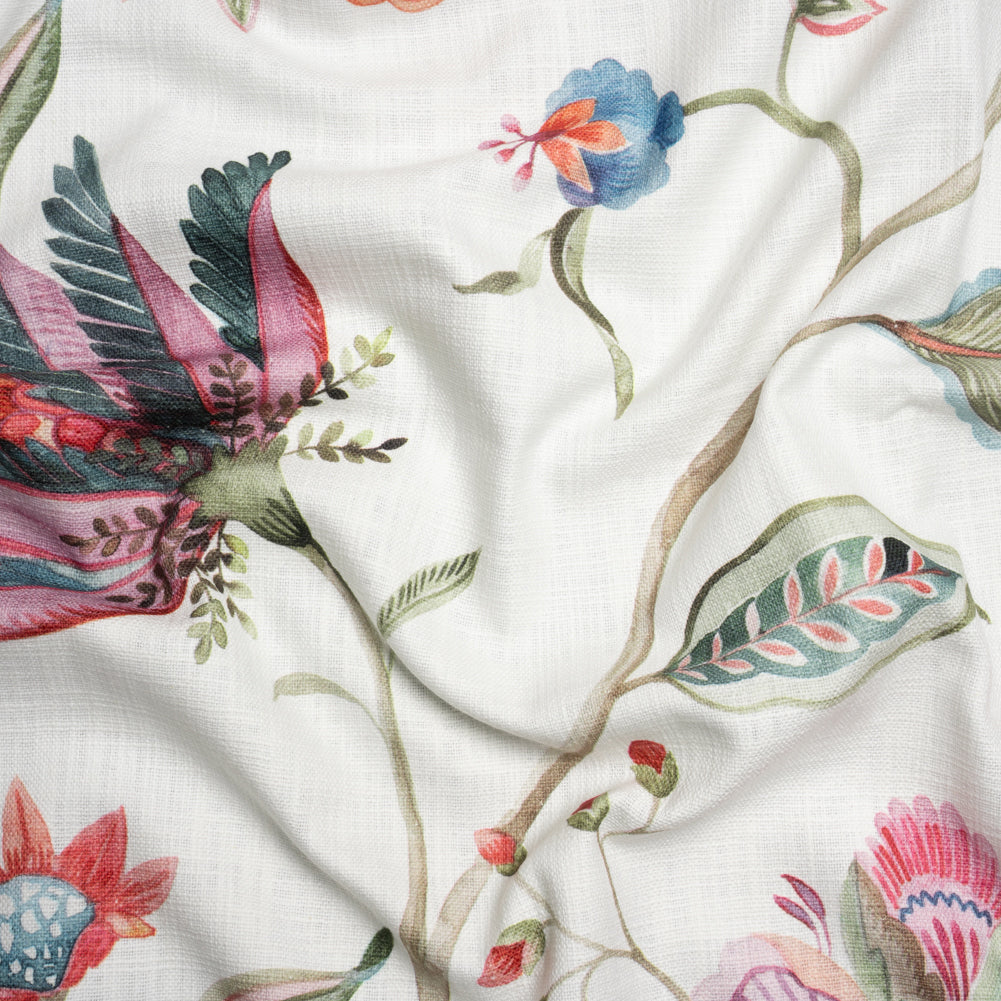 Berry, White and Teal Floral Slubbed Cotton Woven - Joann Fabrics