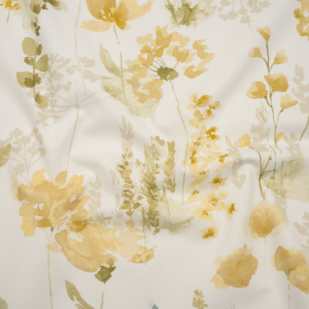 Printed Cotton Canvas - Maize Watercolor Blooms - British Imported - Joann Fabrics