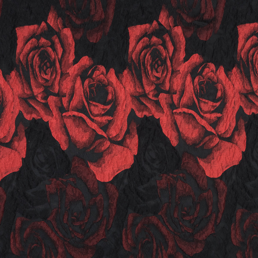 Black and Red Textural Floral Brocade - Joann Fabrics