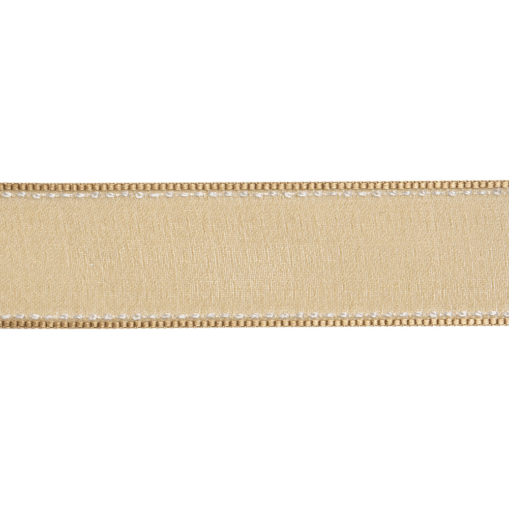 Sheer Ribbon with White Stitched Border - 1
