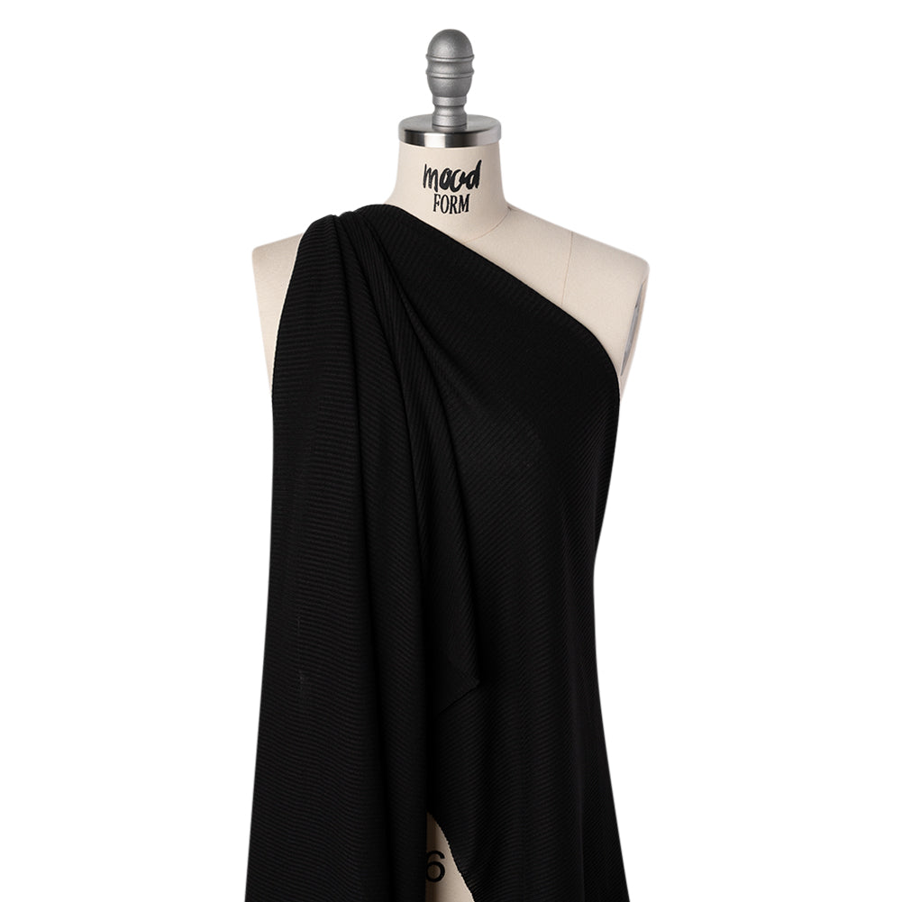 Stretch Polyester and Rayon 2x2 Rib Knit - Charcoal Black - Designer Deadstock - Joann Fabrics
