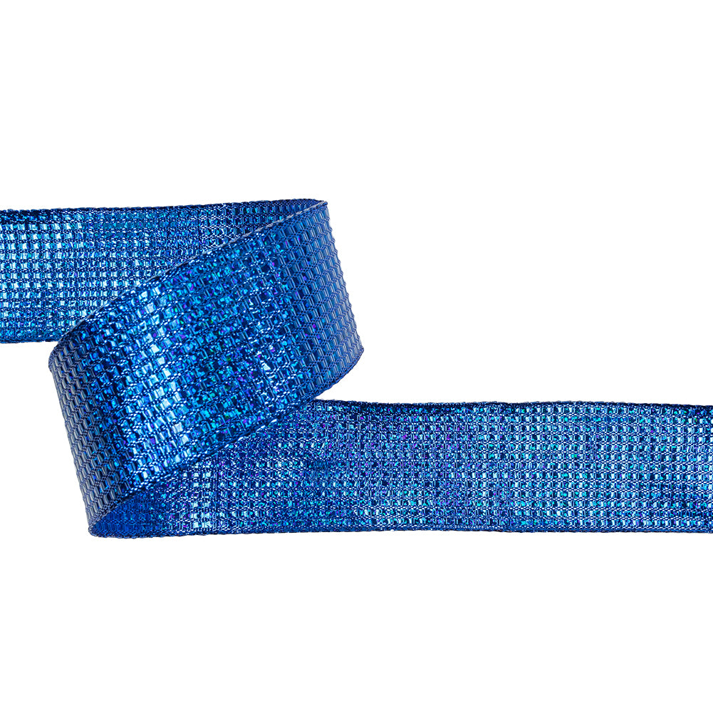 Metallic Royal Blue Iridescent Wire Edged Ribbon - 1.5