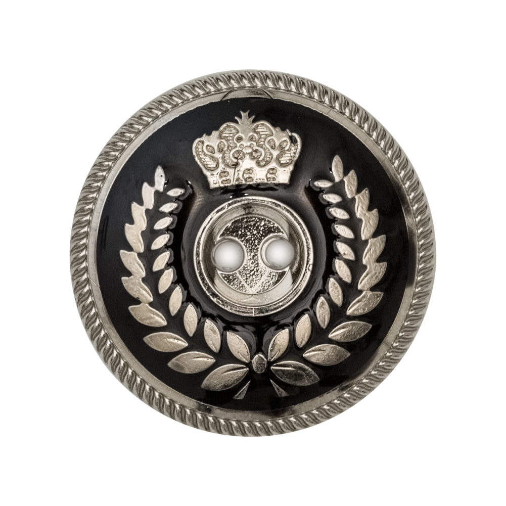 Italian Silver and Black 2-Hole Crest Button - 44L/28mm - Joann Fabrics