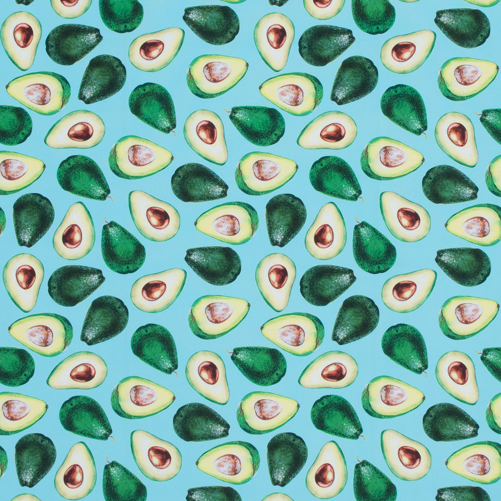 Compression Swimwear Tricot, UV Protective with Aloe Vera Microcapsules - Aqua Avocados - Caye Collection - Joann Fabrics