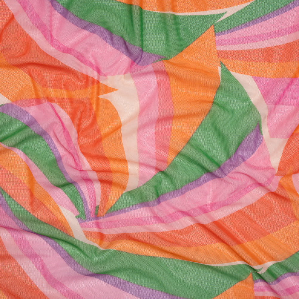 Stretch Polyester Mesh - Orange, Green and Pink Retro Abstract - Designer Deadstock - Joann Fabrics