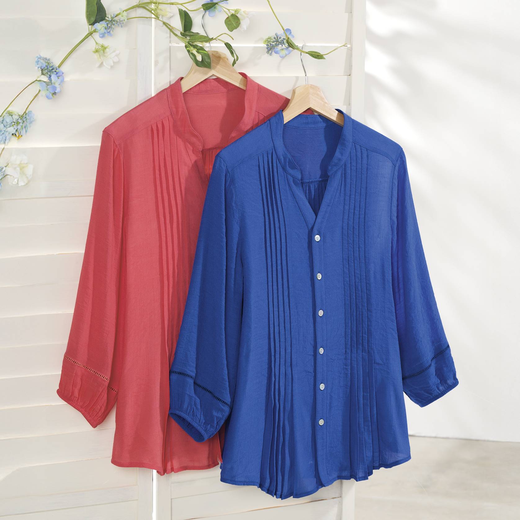 Pintuck Button Front Shirt - Northstyle Catalog