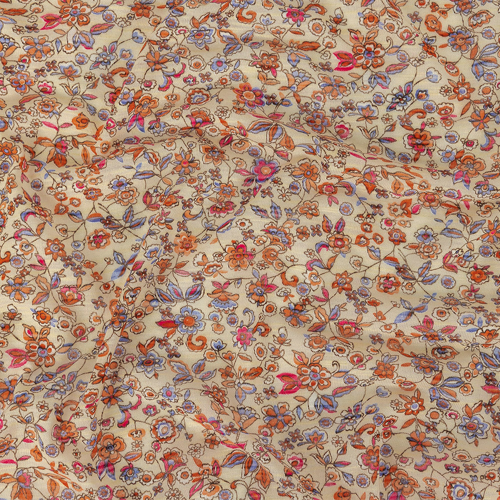 Shell, Red, and Blue Floral Polyester Jersey - Joann Fabrics