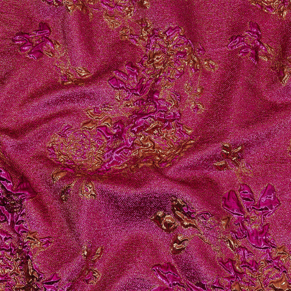 Metallic Fuchsia and Gold Floral Luxury Brocade - Joann Fabrics