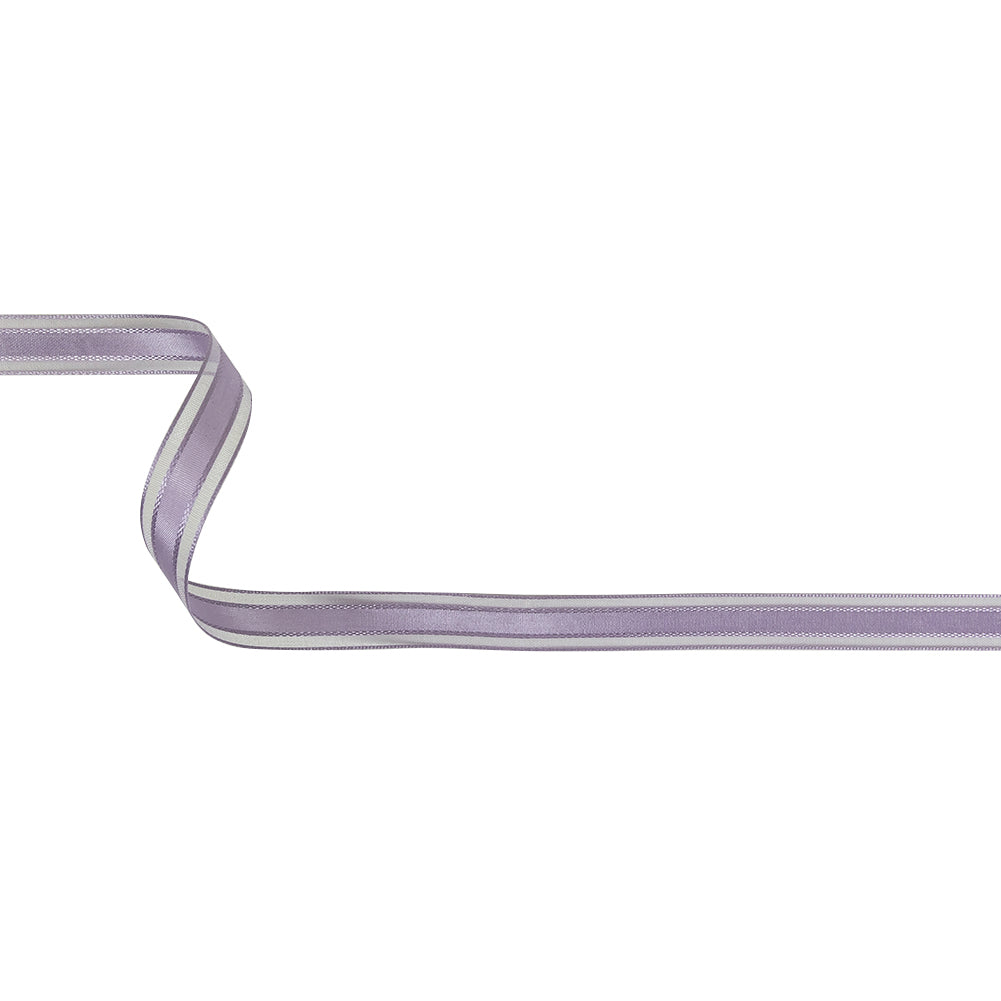 Lilac Woven Ribbon with Sheer Organza Borders - 0.5