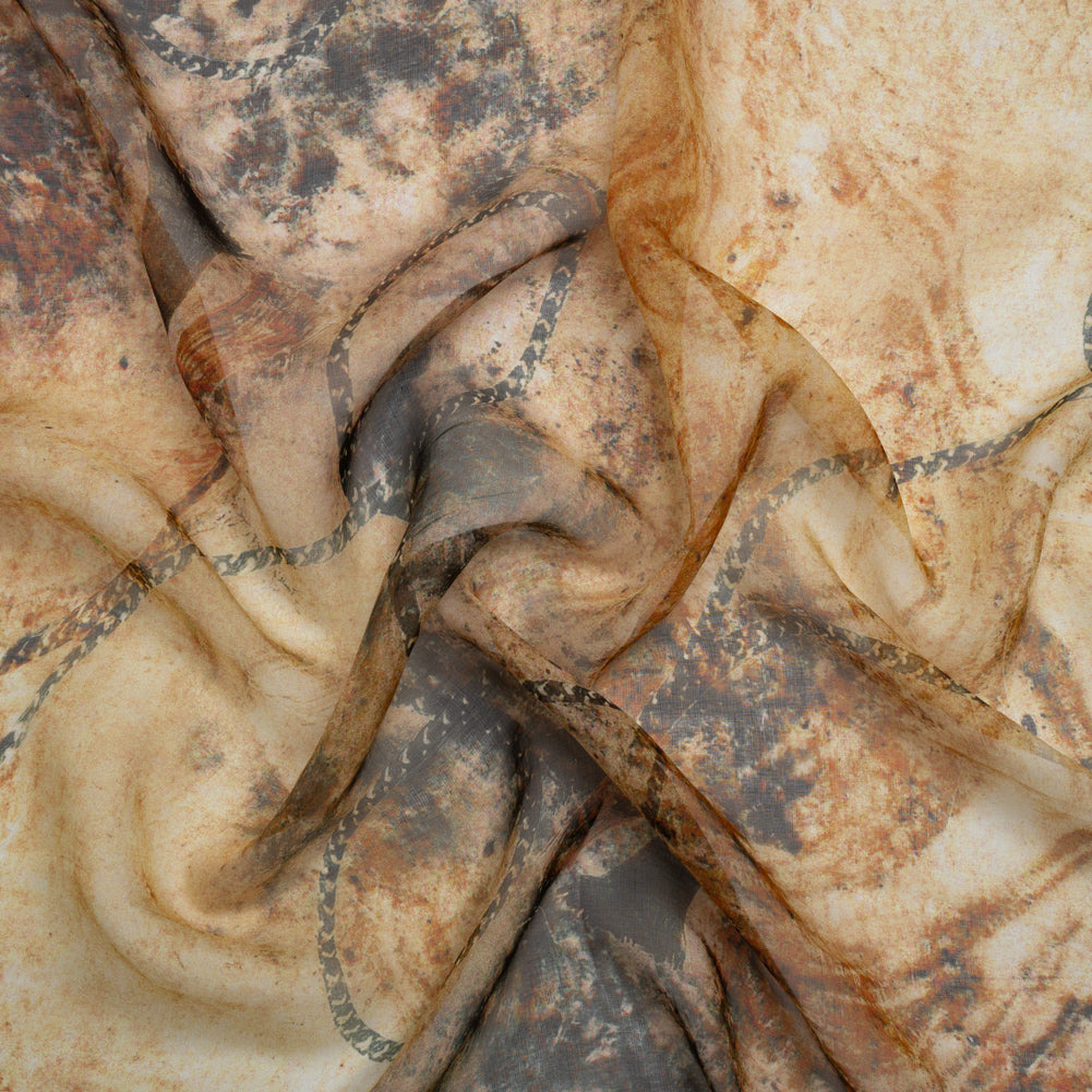 Beige and Black Ropes in the Sand Silk Voile - Joann Fabrics