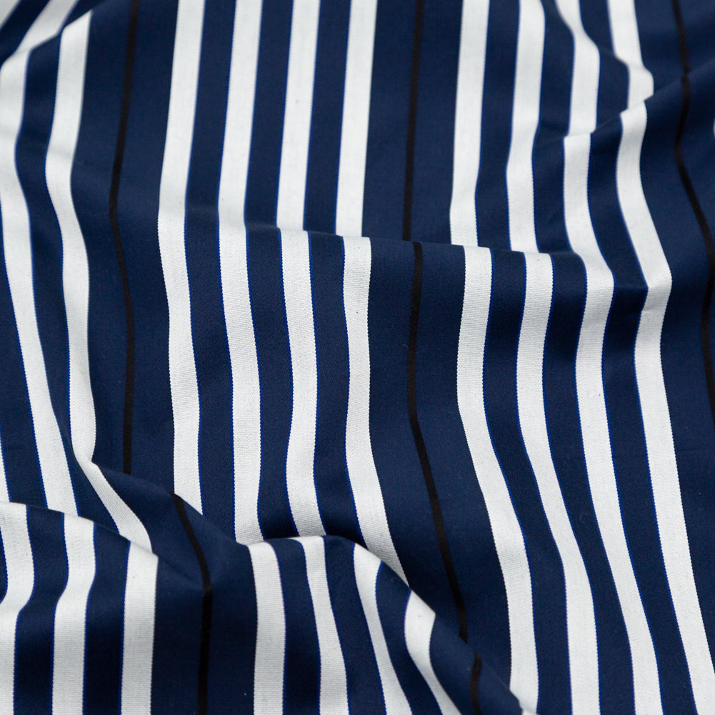 Rag & Bone Navy and White Tactile Striped Cotton Woven - Joann Fabrics