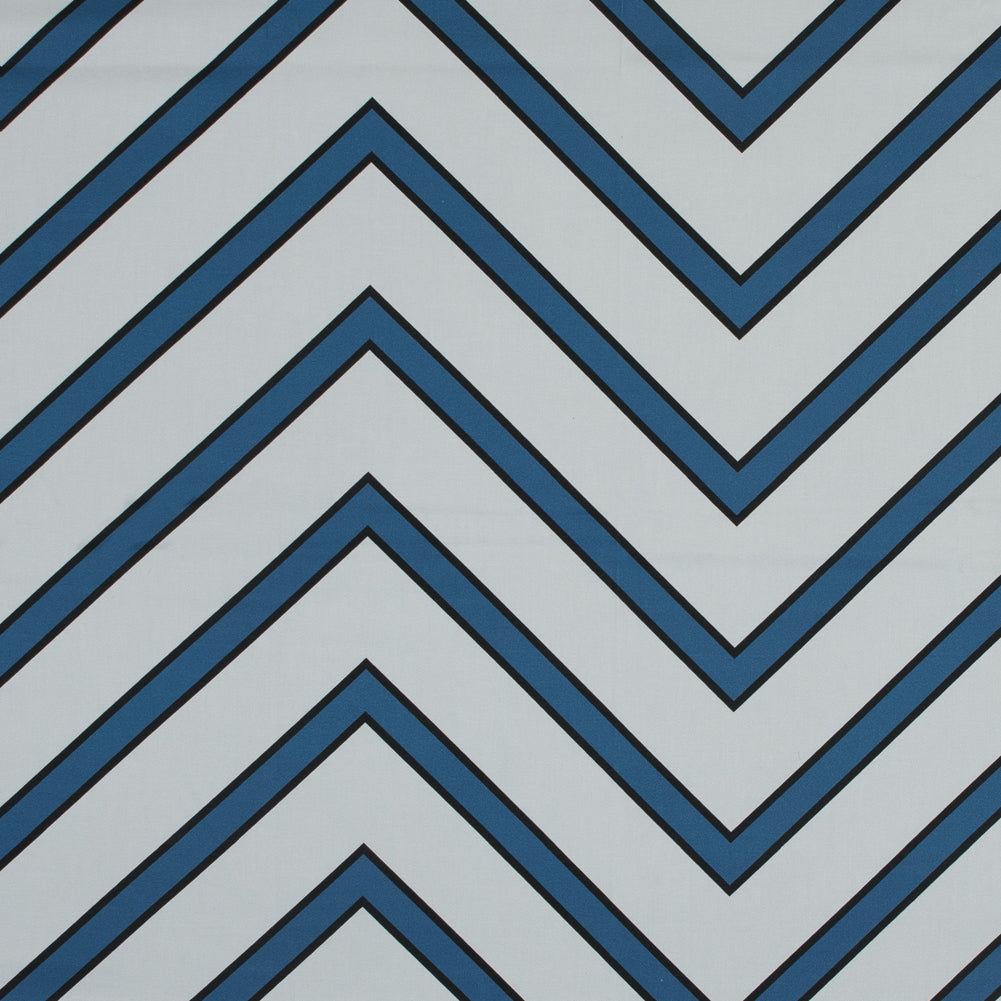 Stretch Cotton Sateen - Blue Chevrons - Mood Exclusive Hele Zig-Zag Print - Joann Fabrics