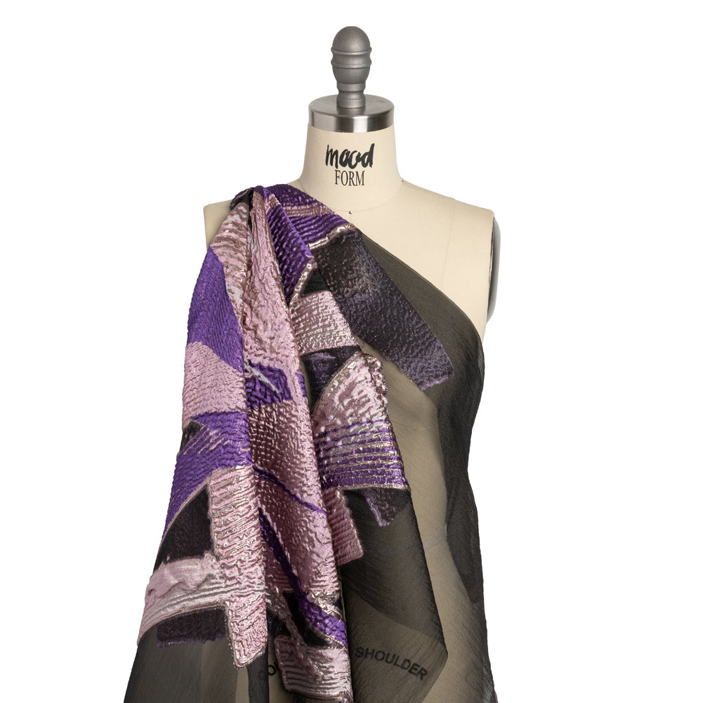 Metallic Luxury Burnout Brocade - Purple, Orchid Pink and Black Abstract - Joann Fabrics