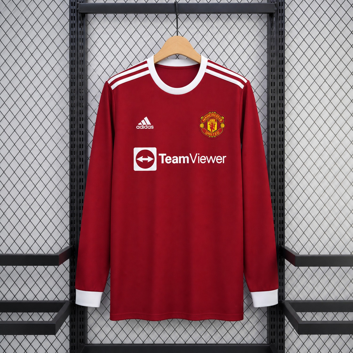 Retro Manchester United 2021-22 Home Long Sleeves Jersey - UnitedFutballJersey