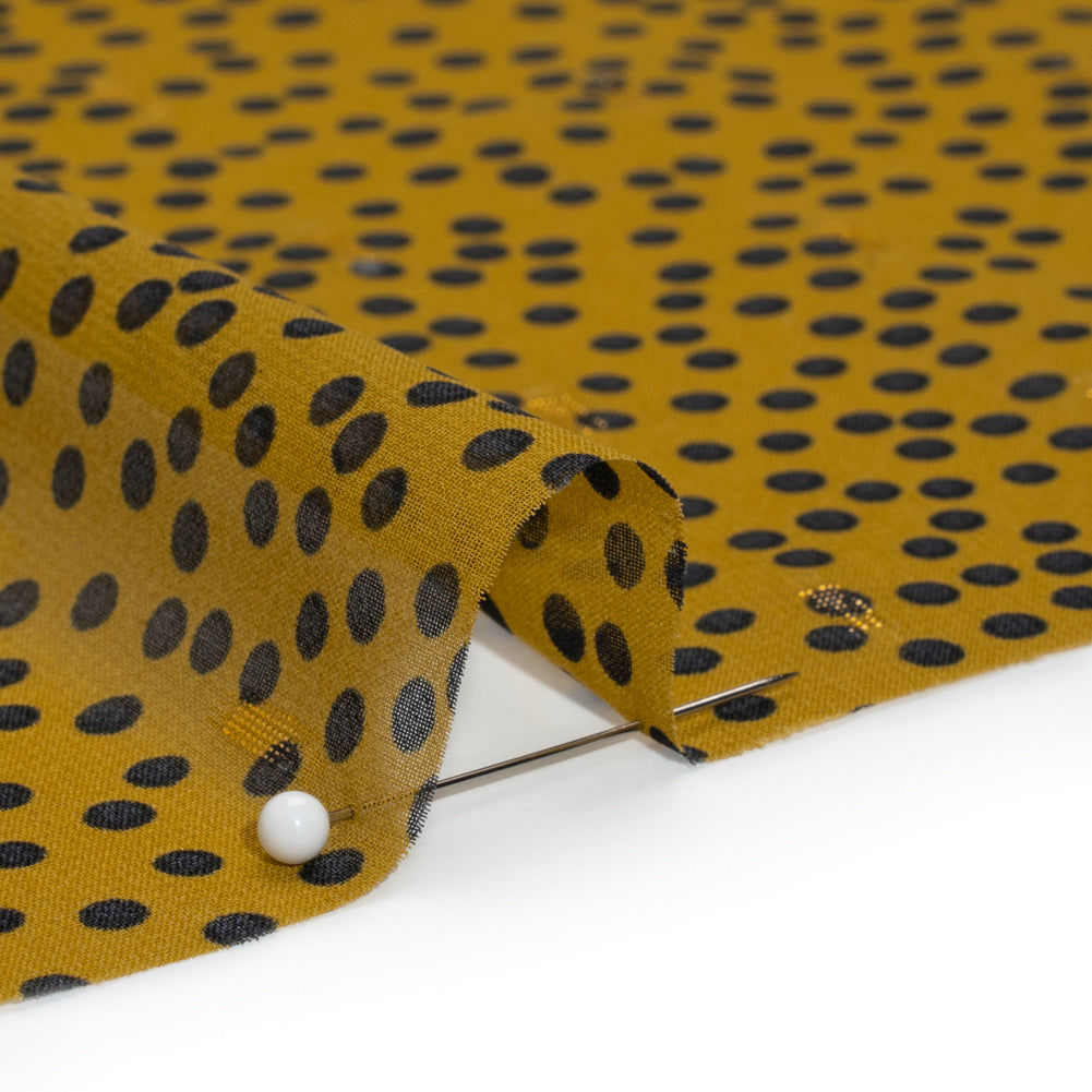 Polyester Chiffon with Gold Metallic Dots - Golden Olive and Black Little Dots - Made in Italy - Joann Fabrics