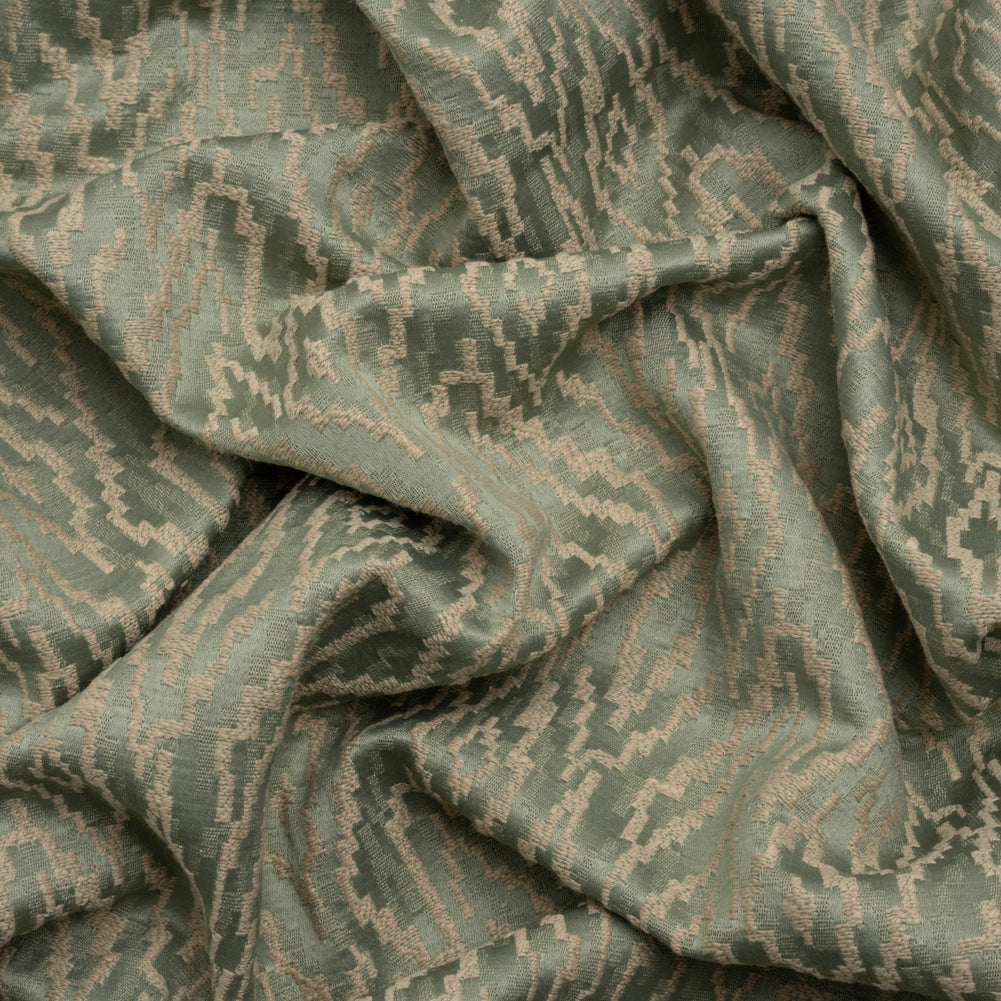 Geometric Recycled Polyester and Cotton Drapery Jacquard - Eucalyptus - British Imported - Joann Fabrics