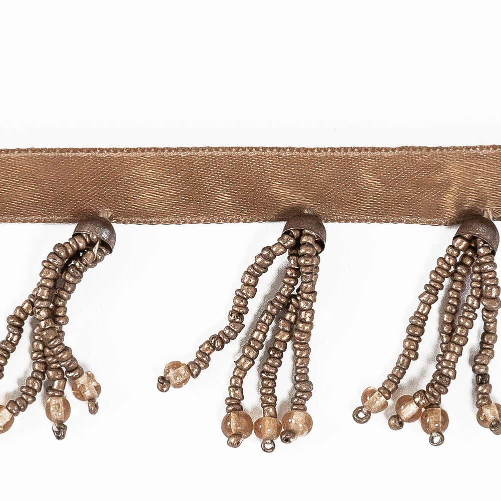 Brown Beaded Fringe with a Satin Lip - 1.875