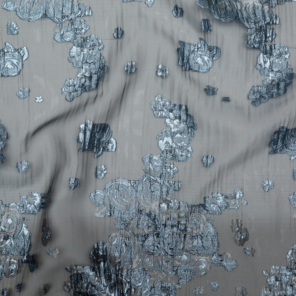 Metallic Powder Blue Silver Luxury Floral Burnout Brocade - Joann Fabrics