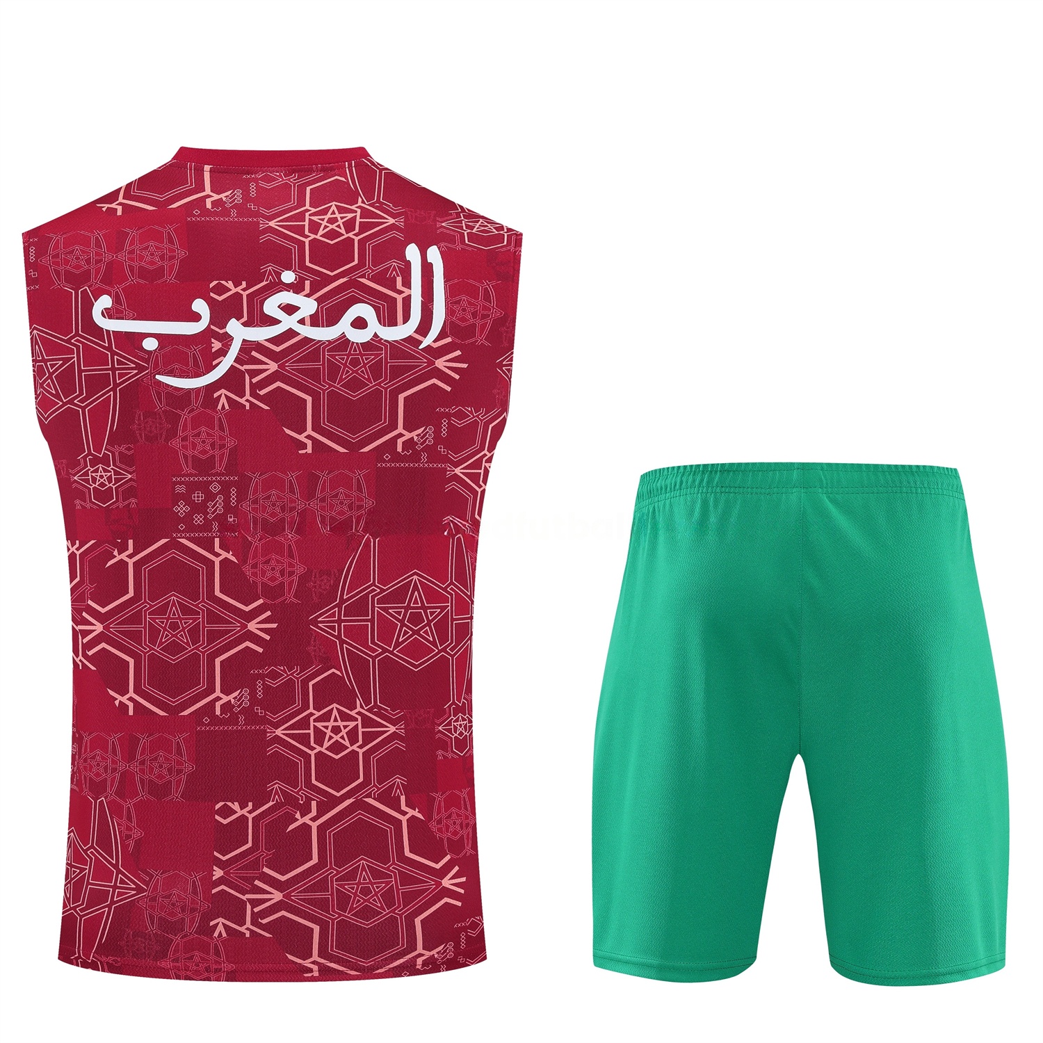 Morocco 2026 Vest Training Set - Red Top and Green Shorts - UnitedFutballJersey