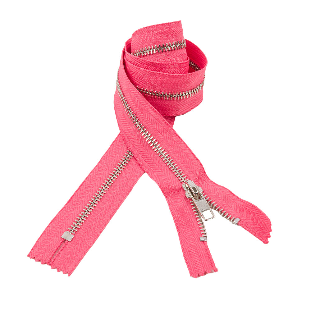 Dusty Coral and Silver T5 Closed End Metal Zipper - 36