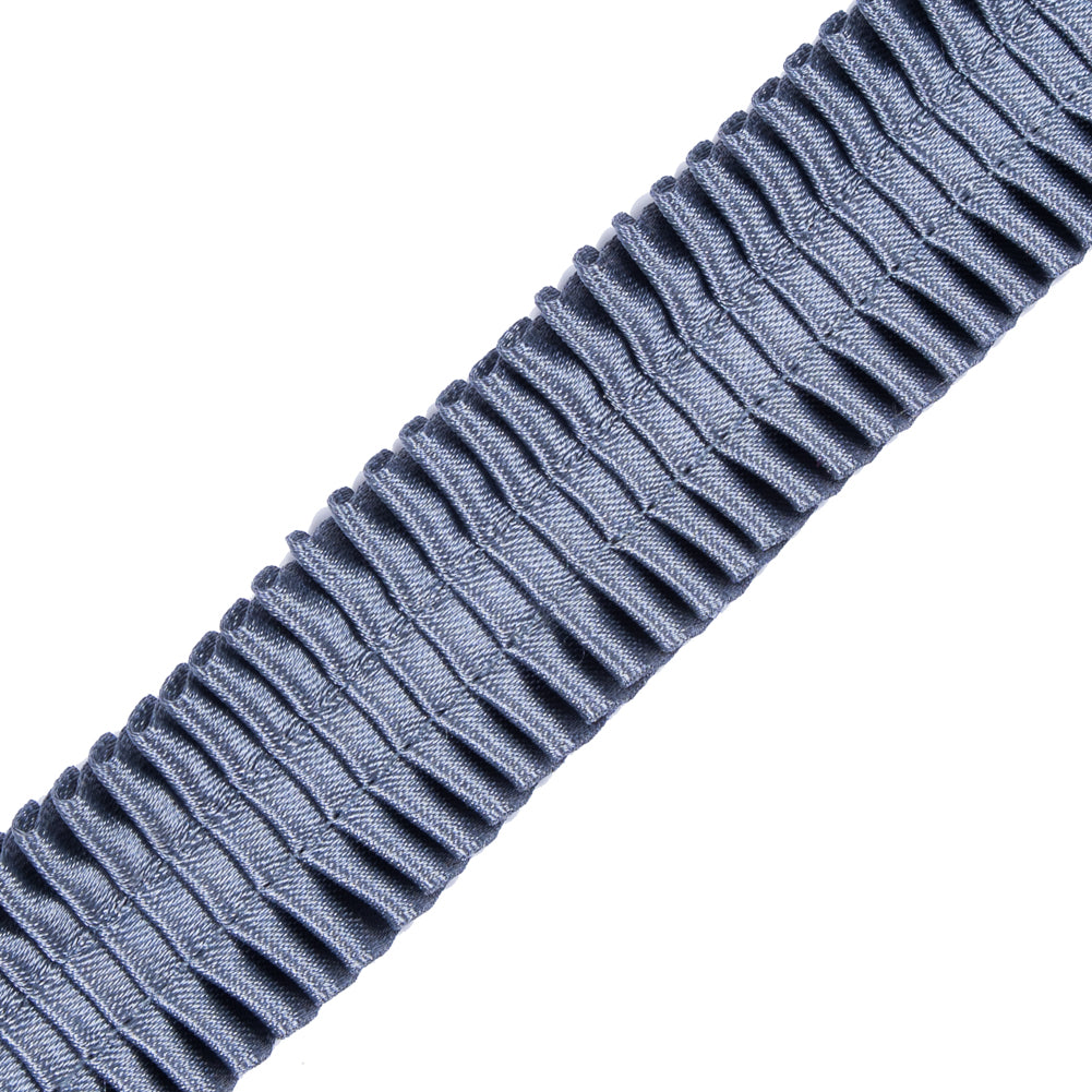 Italian Charcoal Blue Deep Knife Pleated Trimming - 1