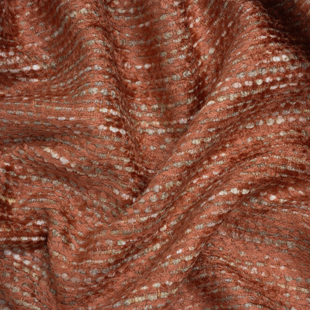 Recycled Olefin and Acrylic Upholstery Boucle and Chenille Tweed - Winter Coral Stripes - Virginia Collection - Joann Fabrics